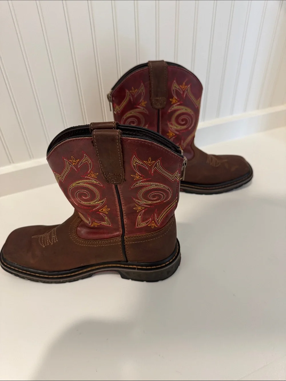 Georgia Kids Carbo Tec LT Pull On Western Cowboy Boots Unisex 2.5m Leather